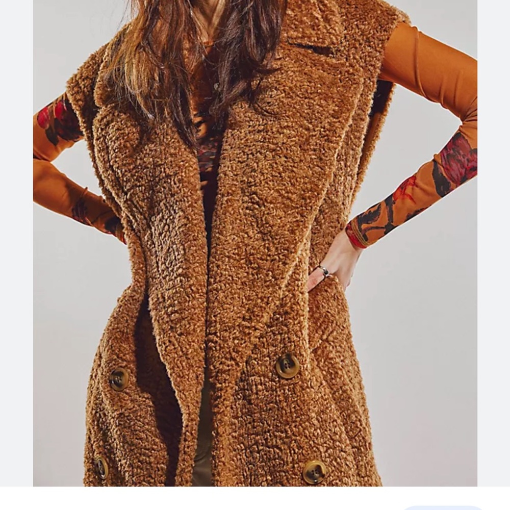 FREE PEOPLE Cozy Time Vest Brown NEW WITHOUT TAG - Picture 11 of 12